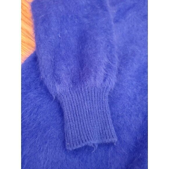 Vtg Connie A Lee Sweater Size M/L? 80% Angora Royal Blue Dolman Sleeve Beaded - Picture 12 of 14